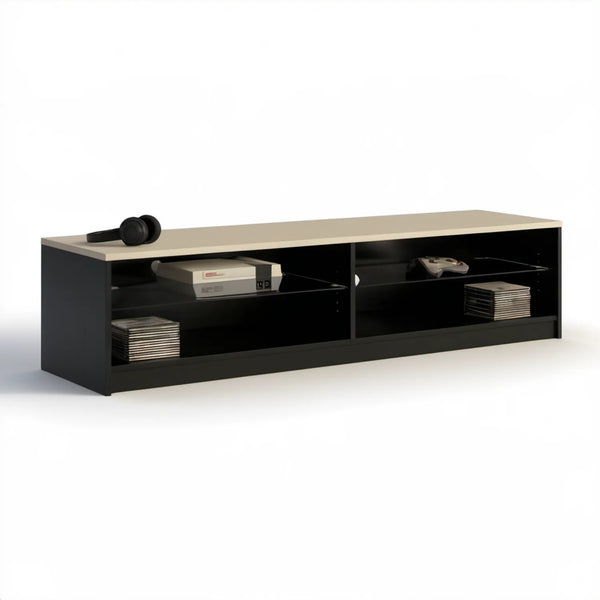 Czarno-kremowy mebel RTV z laminowanej płyty MDF 120 x 40 x 40 cm